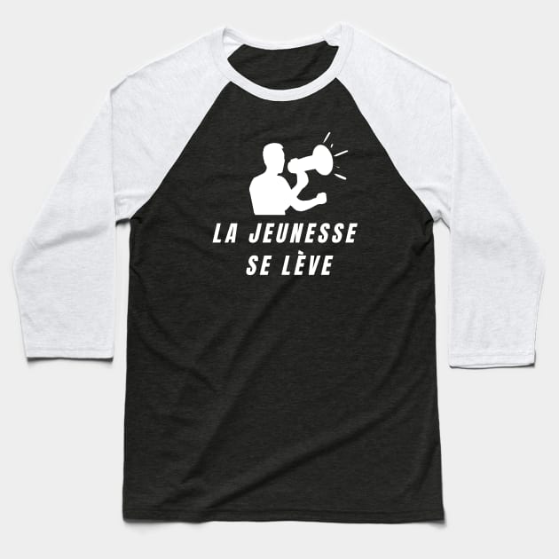 La Jeunesse se lève homme avec mégaphone Baseball T-Shirt by JulieVie Design